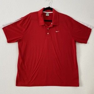 Nike Sportswear Red Casual Collared Polo Shirt Men's XL HO080901HKC Swoosh Logo